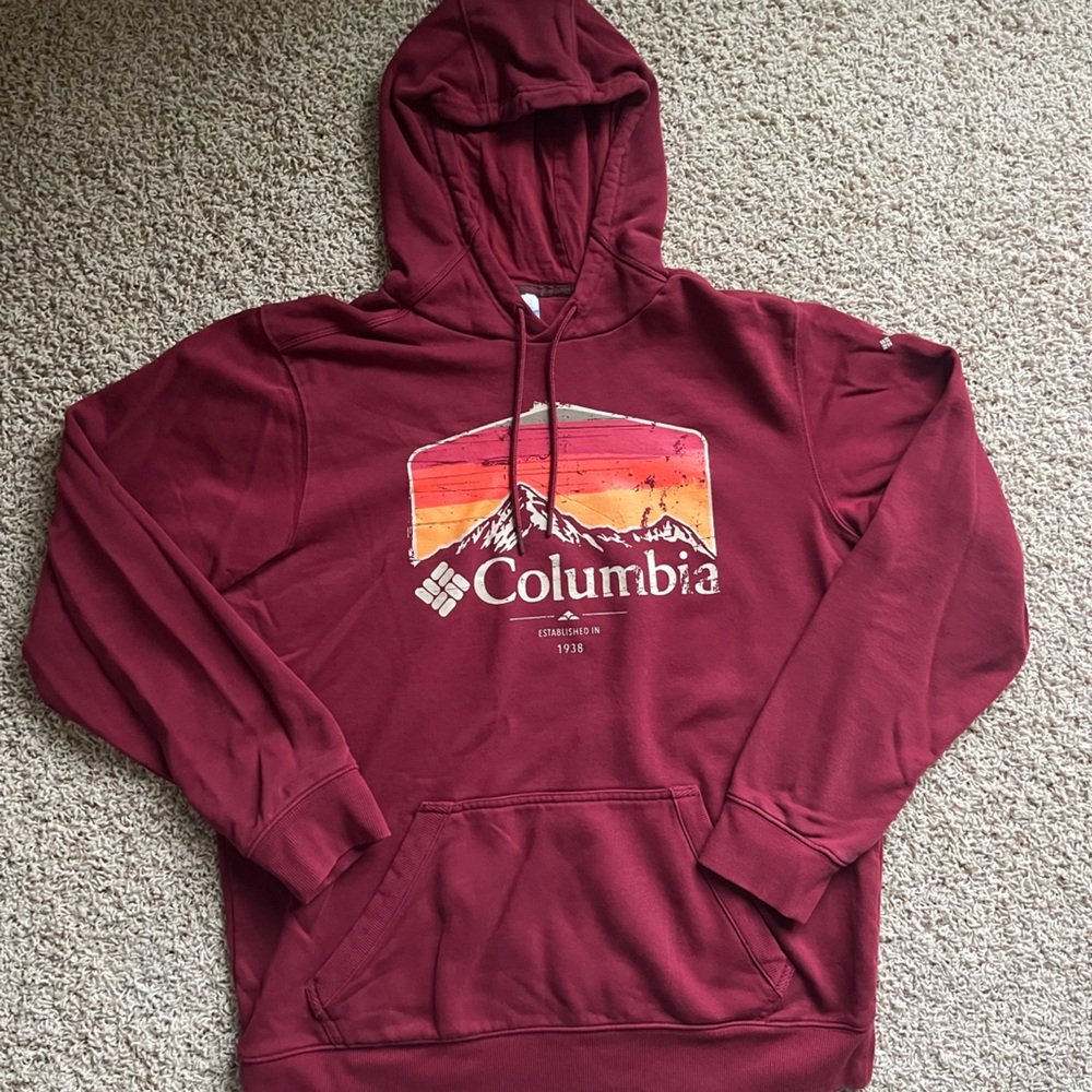 Columbia Burgundy Hoodie with Front Design